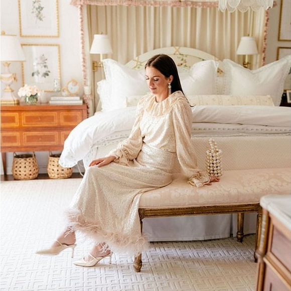 NWT Antonio Melani Nicola Bathie Gold Sequin Ruffle Top - Picture 2 of 4